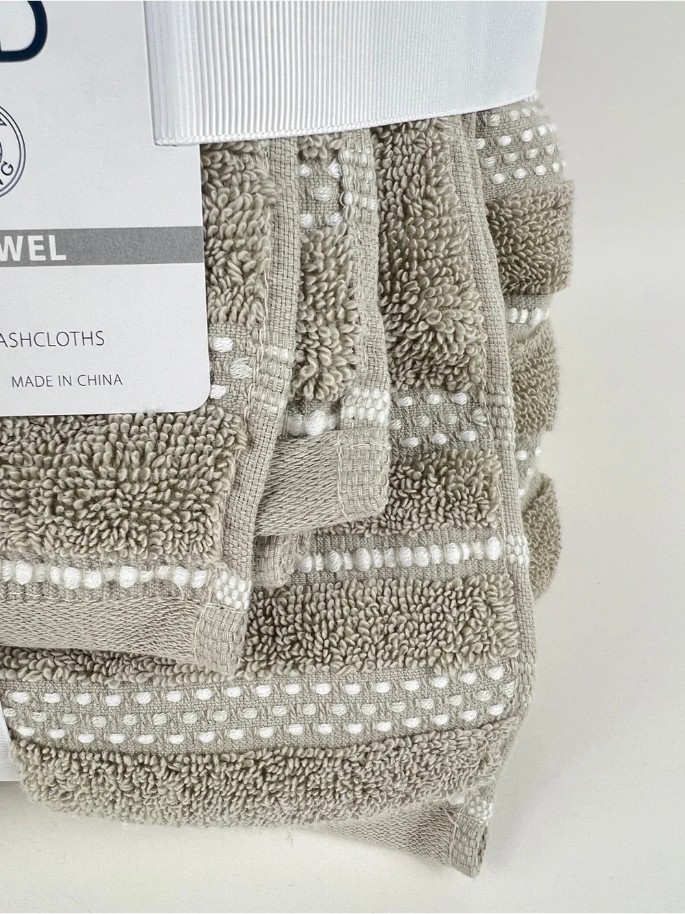 Common Thread Bath Towel Set Beige Taupe White Low Twist 100% Cotton 6 Pc NEW